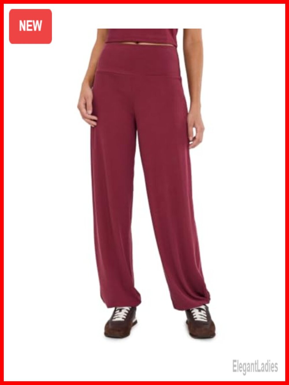 Zen Rib Karma Joggers Sweatpants Mid Rise Pull On Wide Leg